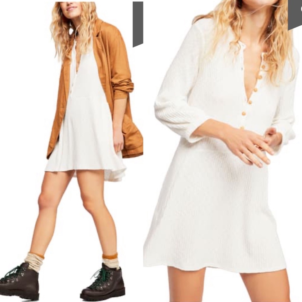 FP beach blossom stretch cotton dress white medium